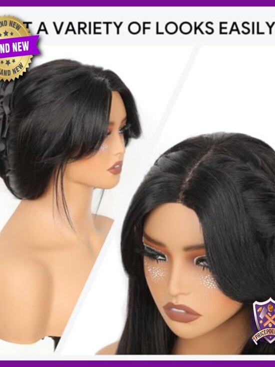 22 Inch Straight Human Hair Wig with HD Lace Front and Bangs main image 4